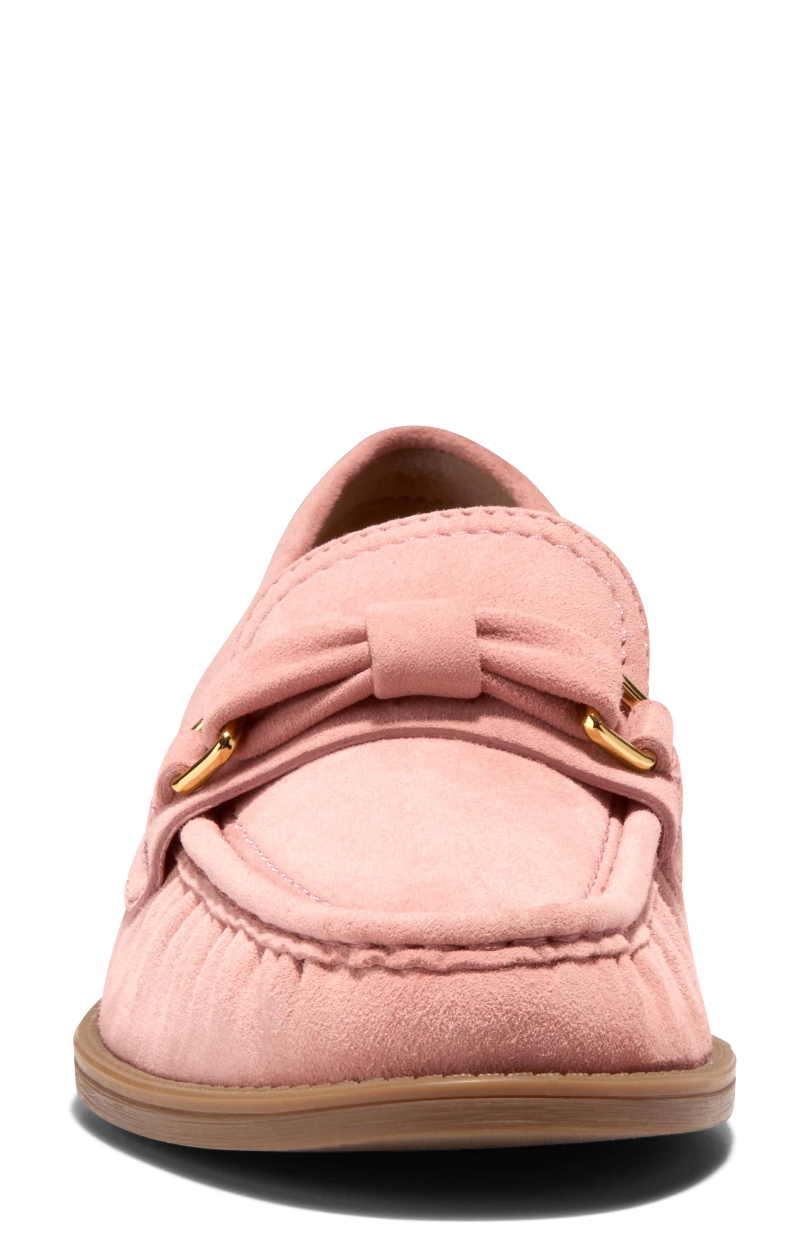 STASSI SOFT BOW LOAFERS, Alternate, color, CAMEO PINK SUEDE