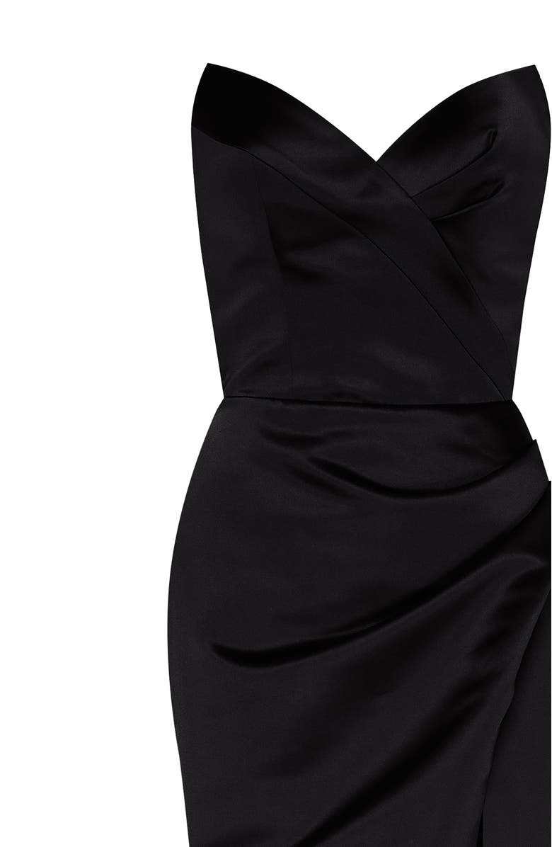 Milla Black Strapless Evening Gown With Thigh Slit, Alternate, color, Black