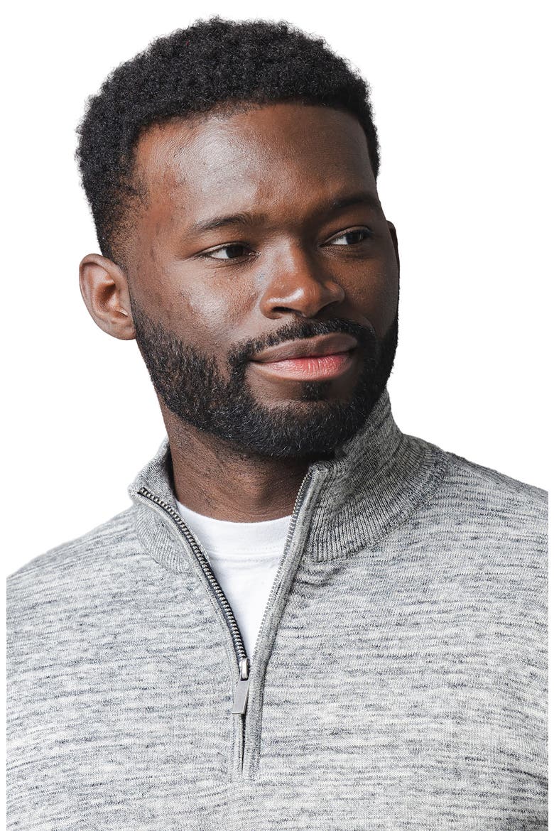 Organic Half Zip Pullover Sweater, Alternate, color, Black Space Dye