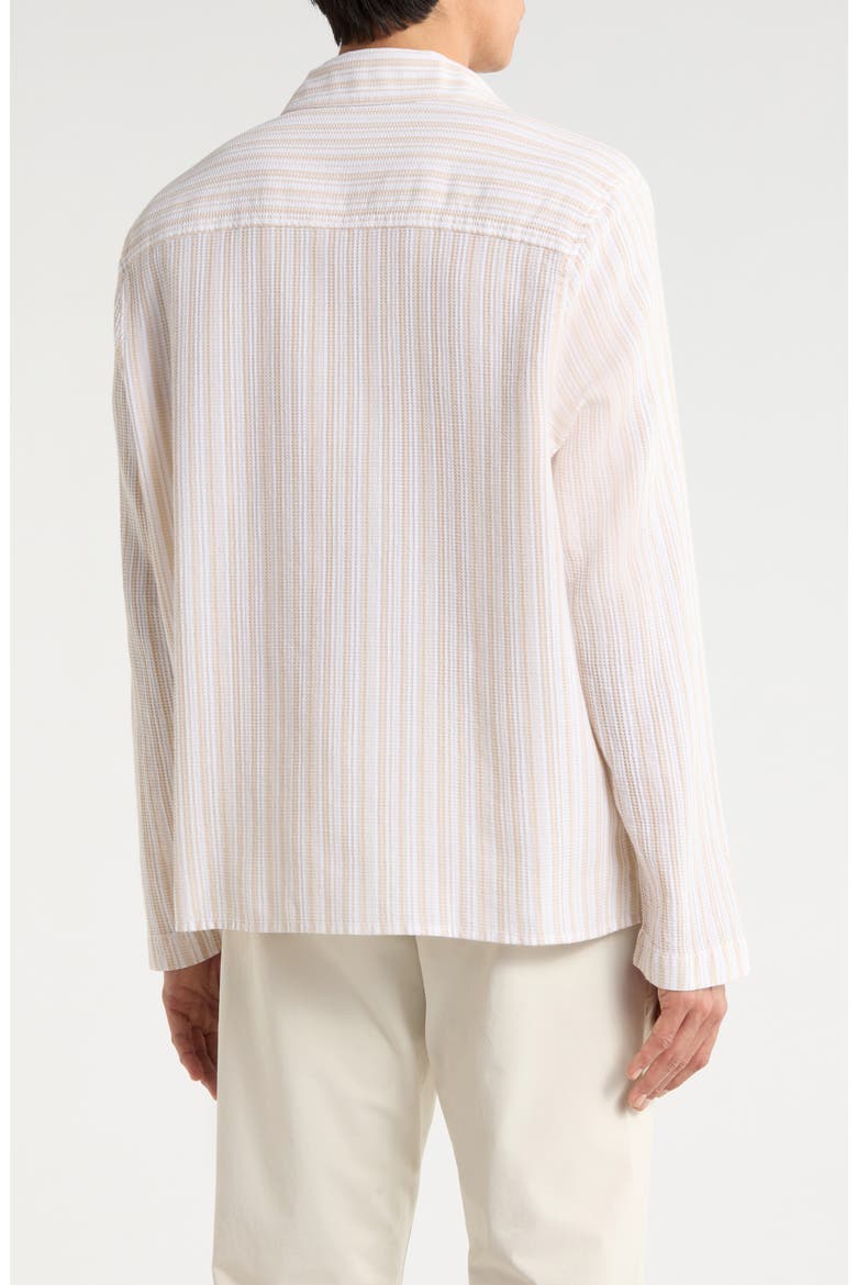 Corey Twisted Stripe Long Sleeve Cotton Camp Shirt, Alternate, color, NATURAL