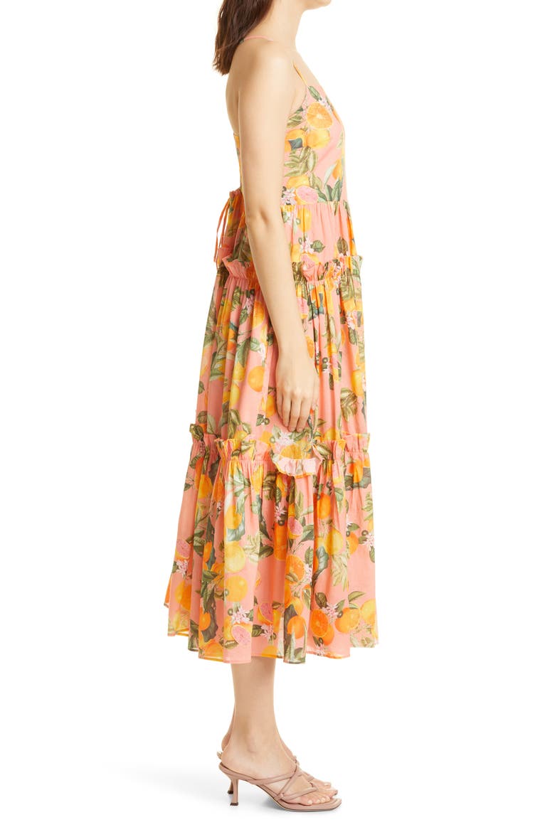 Harbour Island Floral Cotton Voile Sundress, Alternate, color, DAHLIA