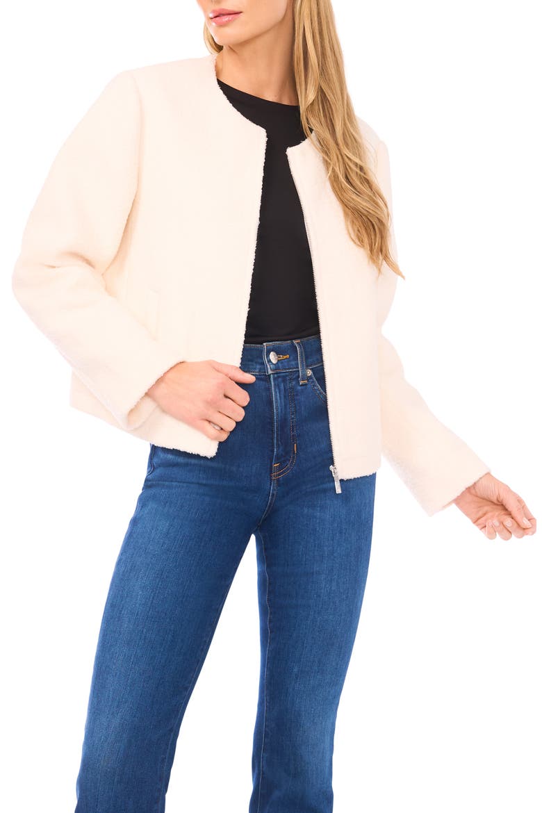 High Pile Fleece Crop Zip Jacket, Main, color, NEW IVORY