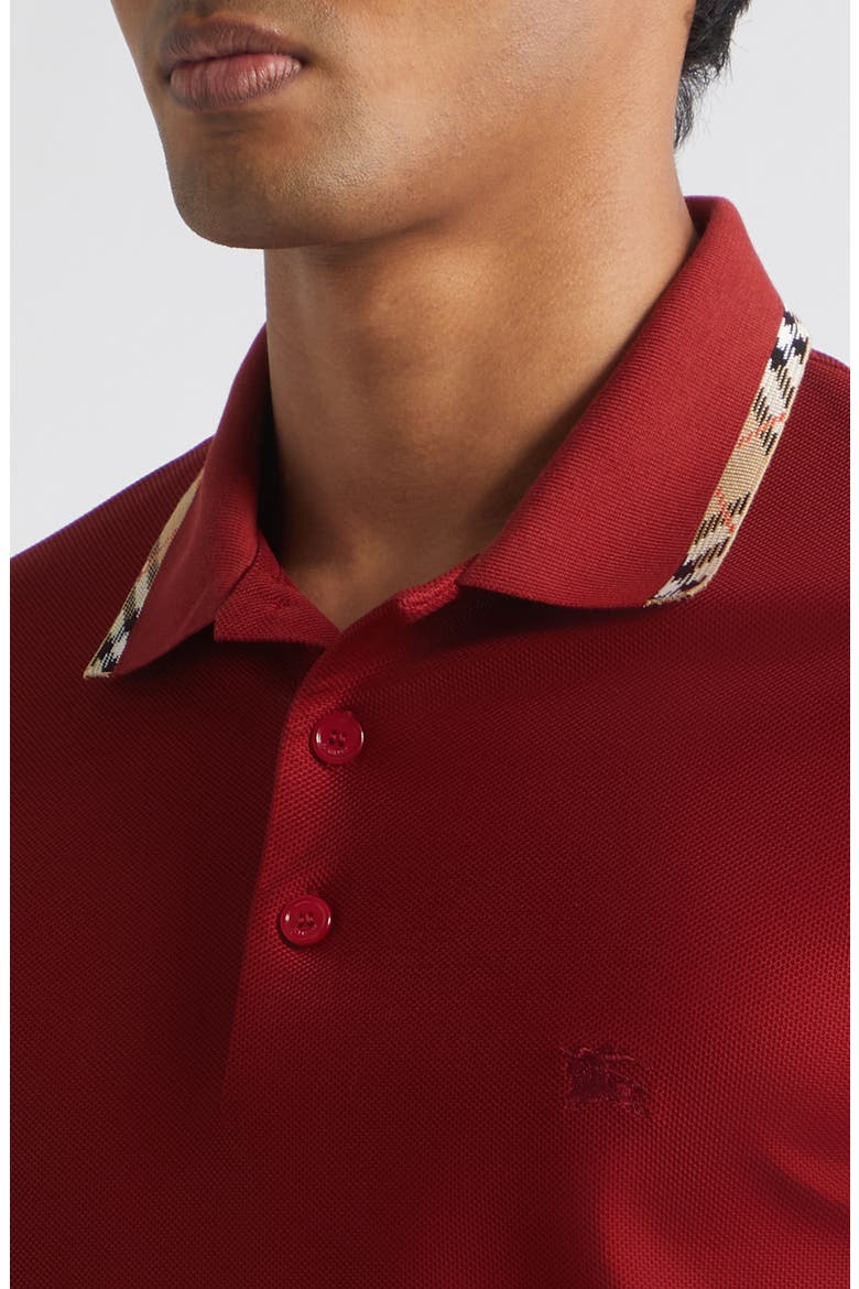 Eddie Check Trim Cotton Piqué Polo, Alternate, color, AUBURN BROWN