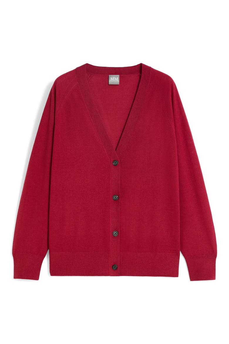 Clarino Wool & Cashmere Cardigan, Alternate, color, DARK RED