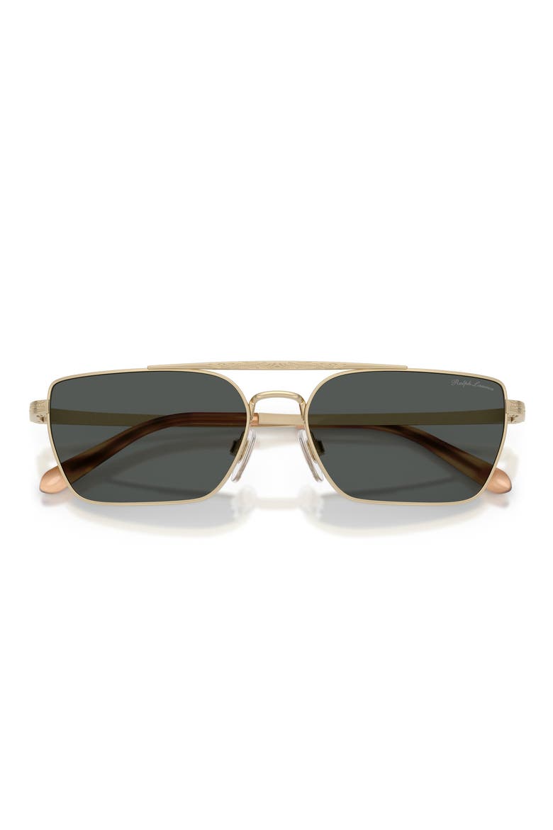 58mm Rectangle Sunglasses, Alternate, color, SHINY PALE GOLD / GREY