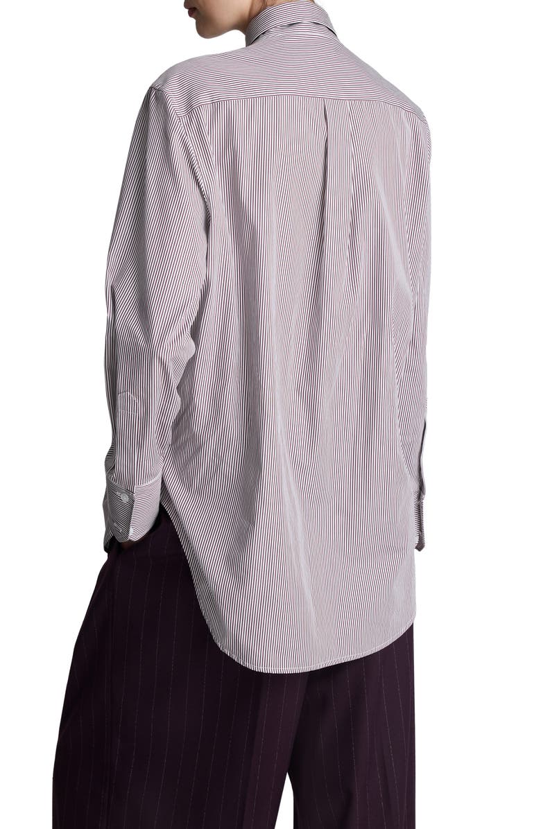 Kenneth Cole Boyfriend Cotton Poplin Button-Up Shirt, Alternate, color, Dark Aubergine/ Pure White