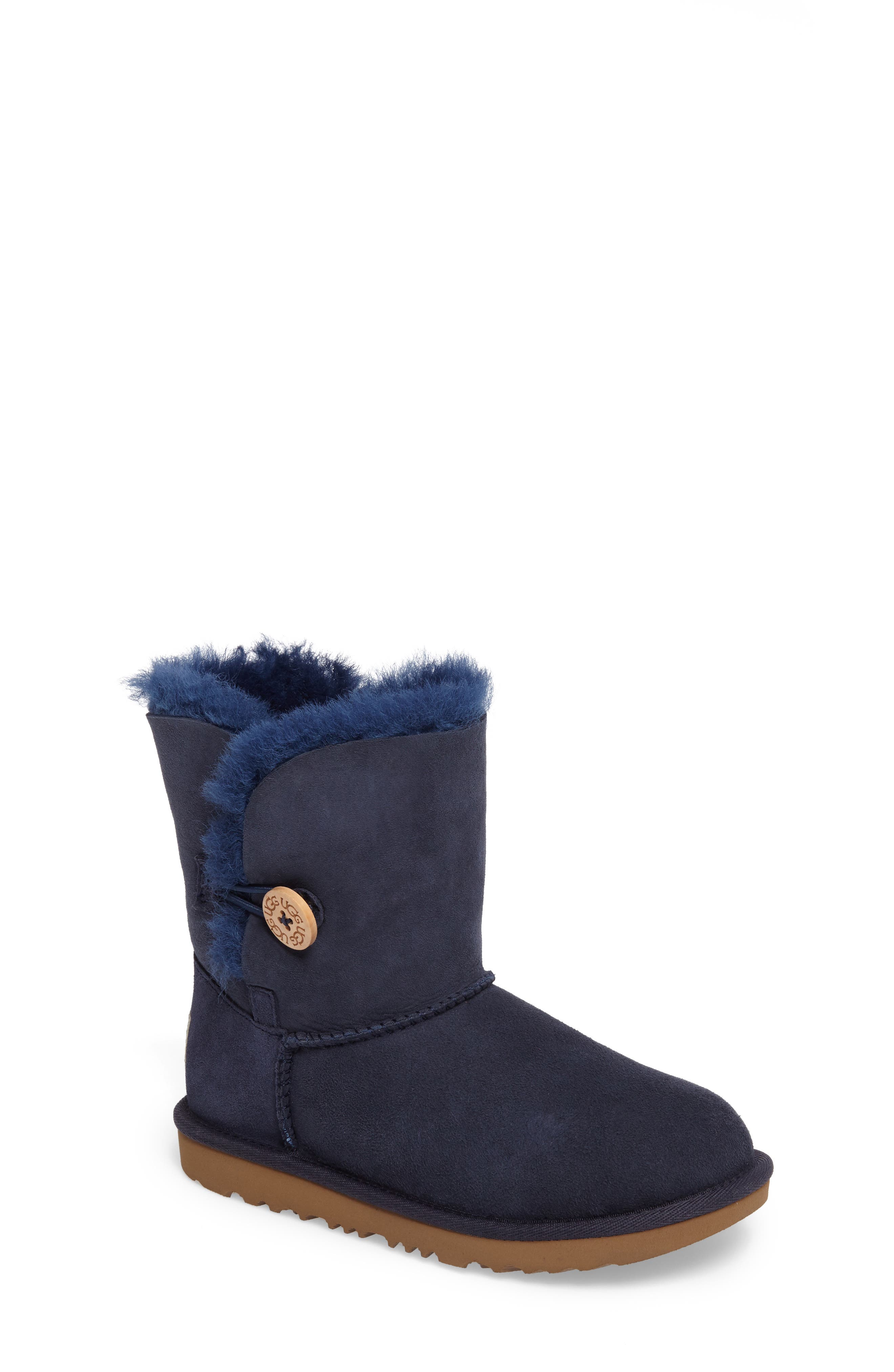 Bailey Button II Water Resistant Genuine Shearling Boot, Main, color, NAVY SUEDE