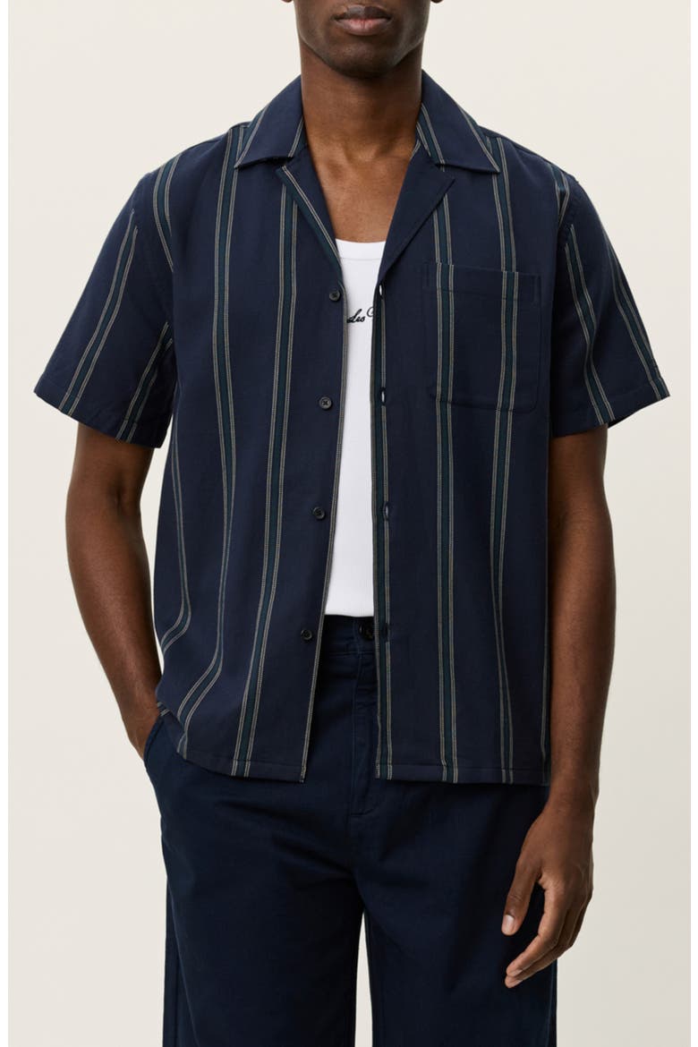 Lawson Stripe Camp Shirt, Main, color, DARK NAVY