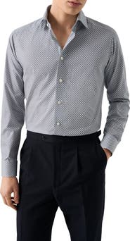Eton Contemporary Fit Medallion Print Cotton Dress Shirt