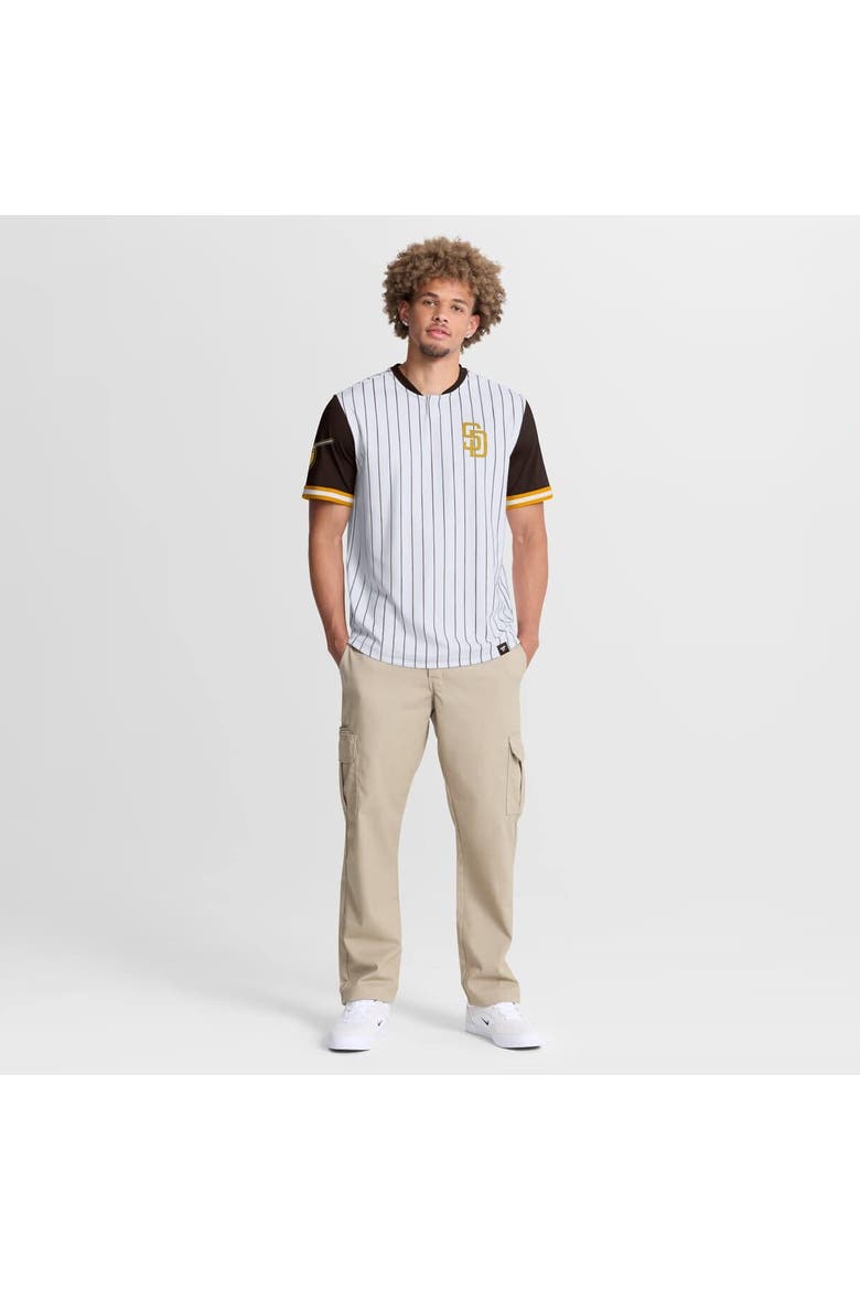 Men's Fanatics White/Brown San Diego Padres Pinstripe Walk Off Shirt, Alternate, color, White