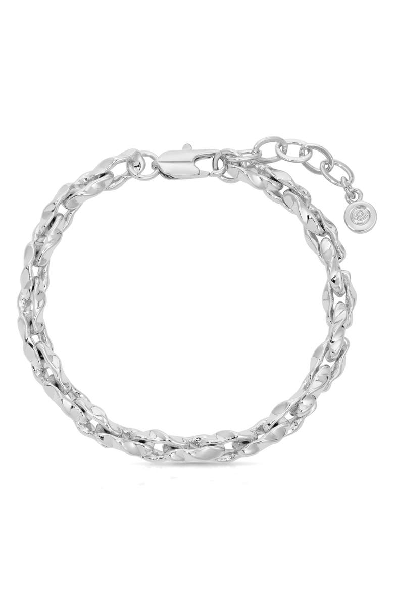 Ettika Sculpted Links Bracelet, Main, color, Silver