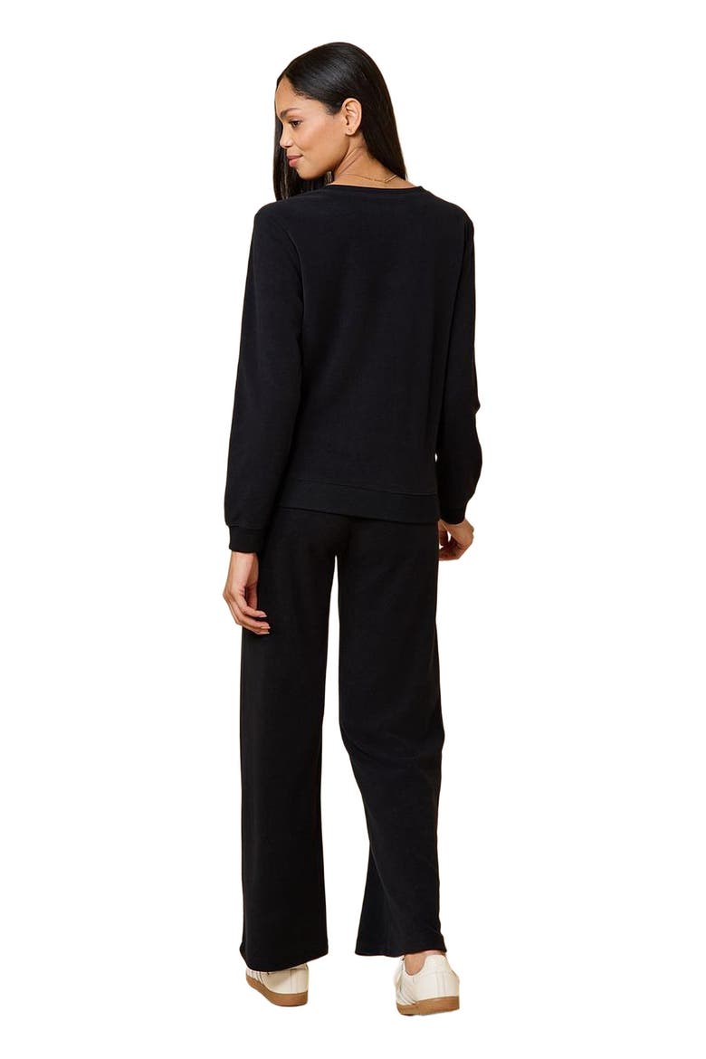 Vintage Velvet V-Neck with Wide Leg Pant, Alternate, color, Black