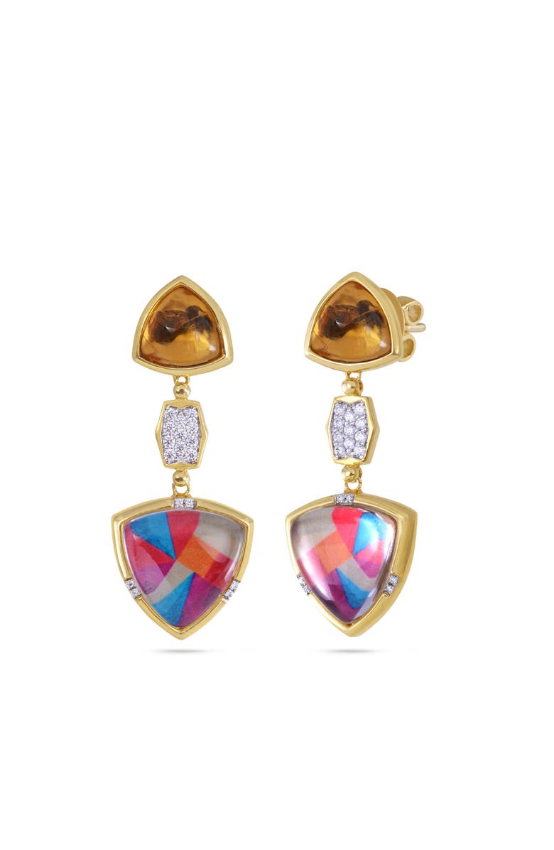 LuvMyJewelry Colorful Canvas Design Citrine Gemstone Diamond Yellow Gold Plated Silver Earrings, Alternate, color,