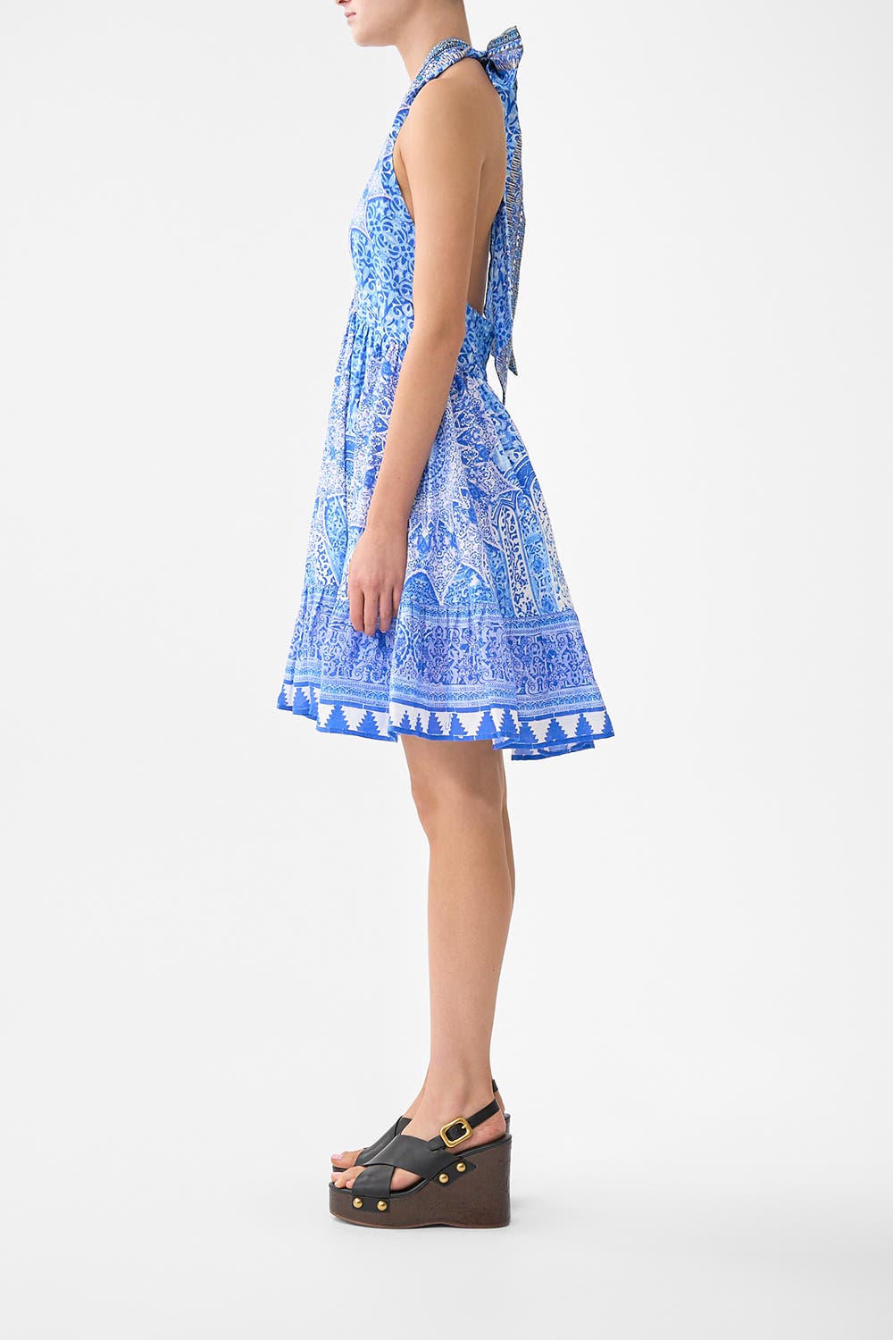 Ruffle Hem Halter Short Dress - image 2