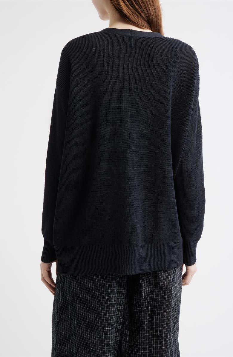 Eileen Fisher Organic Linen & Organic Cotton Cardigan, Alternate, color, Black