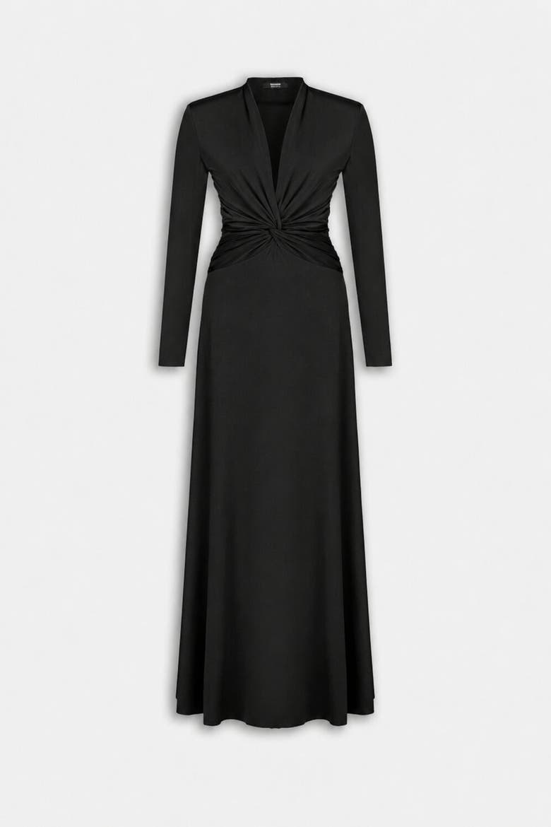 Draped V Neck Maxi Dress, Main, color, Black