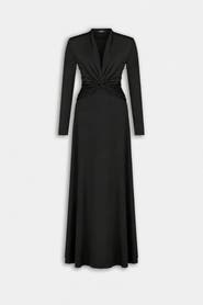 Nocturne Draped V Neck Maxi Dress