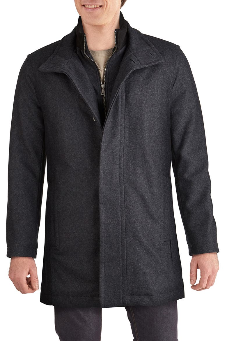 Signature Melton Wool Blend Topcoat, Main, color, CHARCOAL