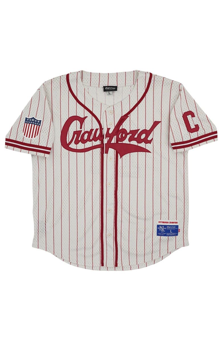 RINGS & CRWNS Men's Rings & Crwns #17 Cream Pittsburgh Crawfords Mesh Button-Down Replica Jersey, Alternate, color, 