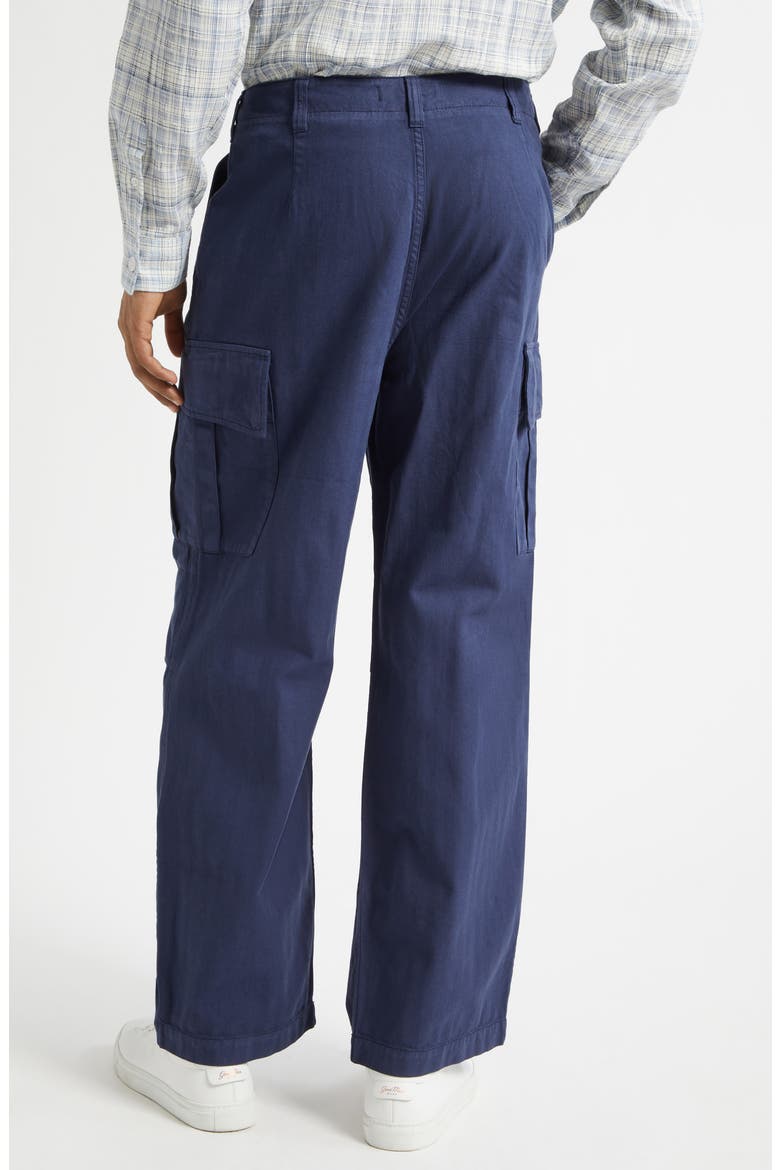 Cotton Herringbone Wide Leg Cargo Pants, Alternate, color, NAVY