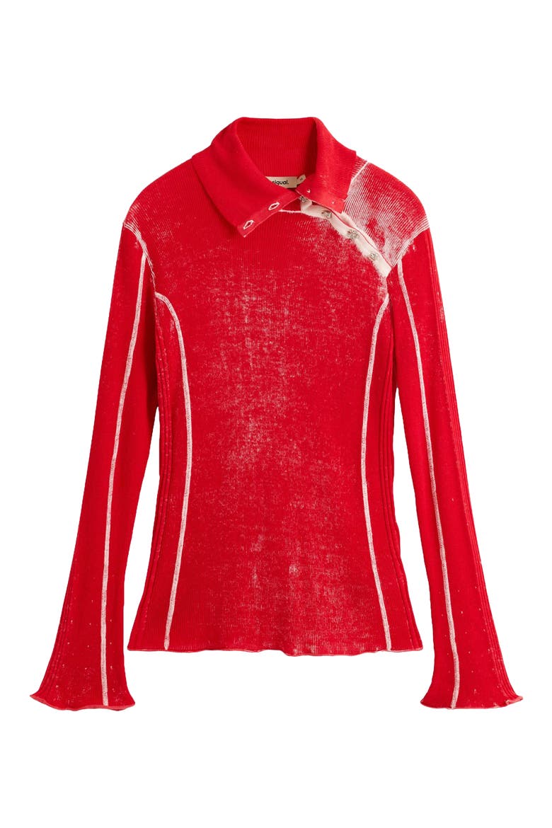 Acid Wash Ribbed Cotton Sweatshirt, Alternate, color, PINK
