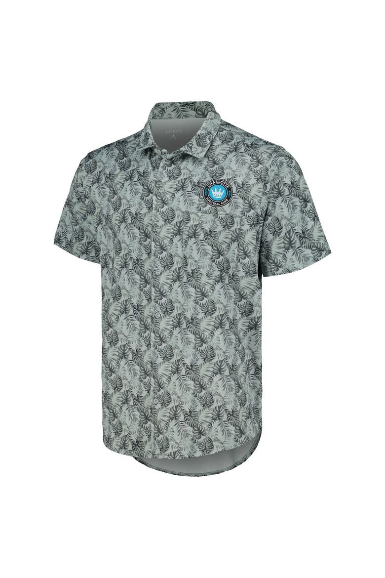 Men's Antigua Black Charlotte FC Resort Button-Up Shirt, Alternate, color, Black