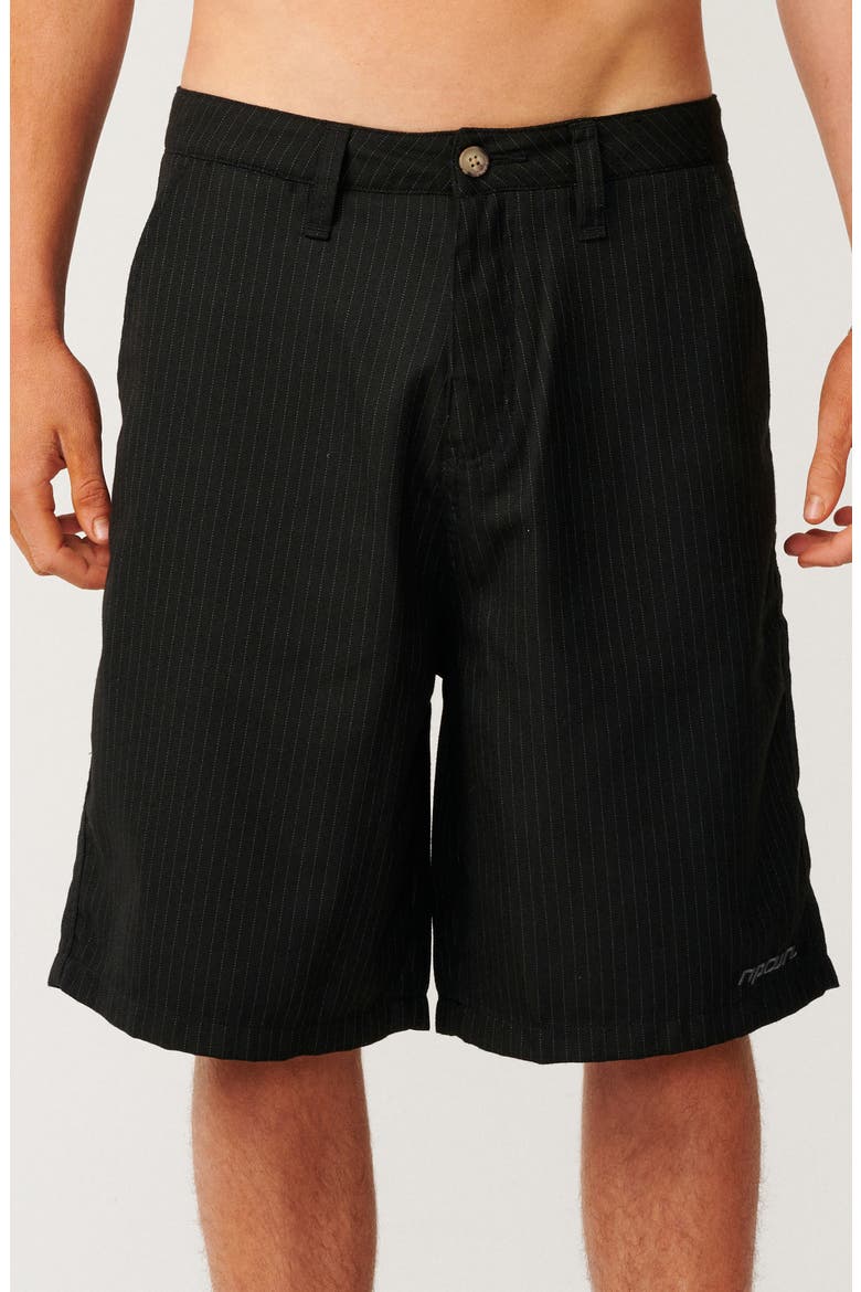 Archive Oversize Pinstripe Shorts, Main, color, BLACK
