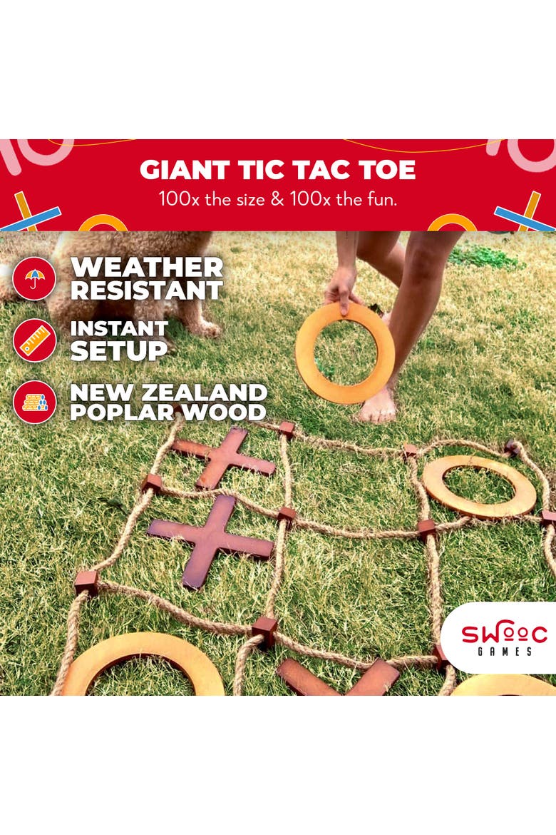 Premium Giant Wooden Tic Tac Toe Game, Alternate, color, Brown