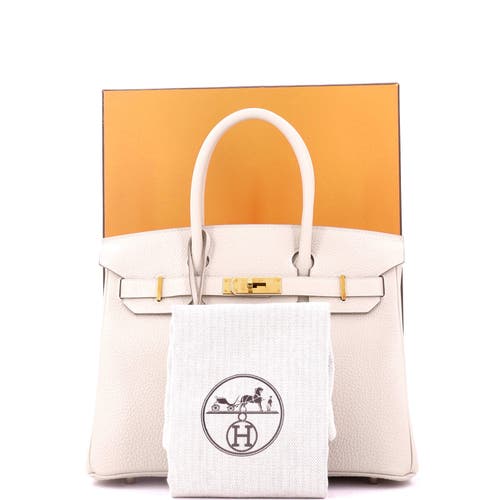 Pre-owned Hermes  Hermes Birkin Handbag Light Togo With Rose Gold Hardware 30 In White