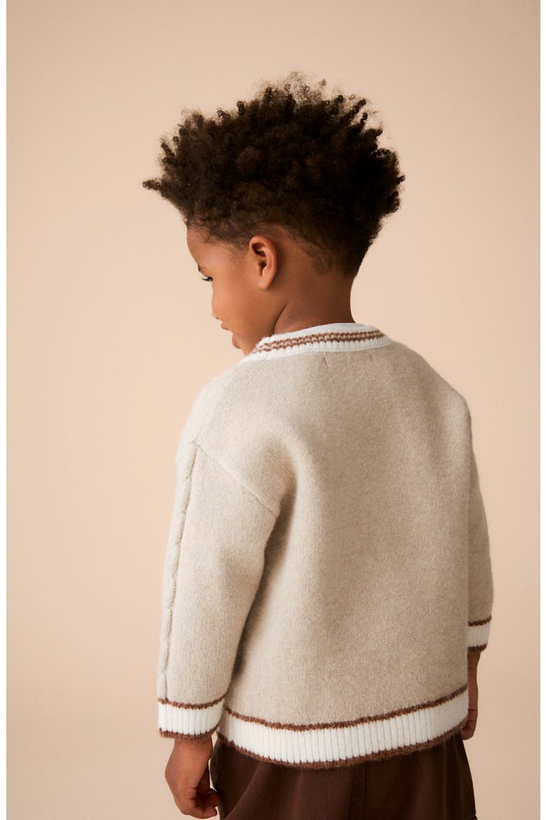 Kids' Varsity Bear Cardigan, Alternate, color, NEUTRAL
