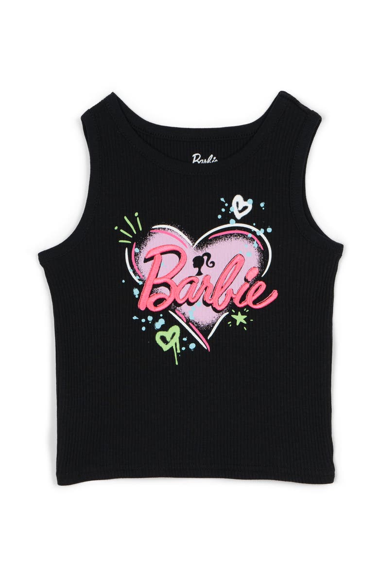 Barbie 2-Piece Sleeveless Tank Top and Shorts Set, Alternate, color, Black Neon Pink