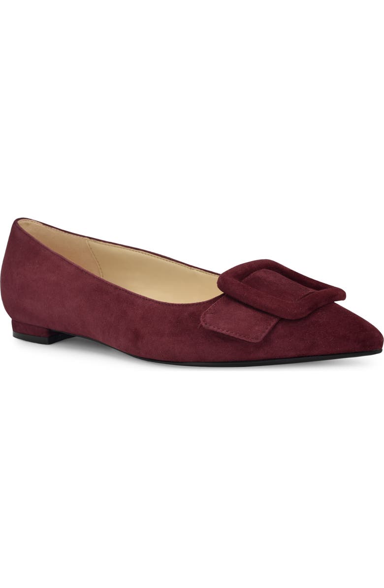 Nine West Jesike Pointed Toe Flat, Main, color, Dark Red