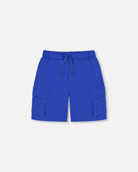Little Boy's Parachute Cargo Pocket Shorts Royal Blue