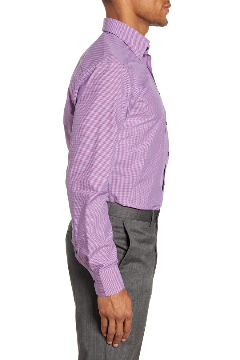 Slim Fit Microcheck Print Dress Shirt, Alternate, color, RED/ PINK