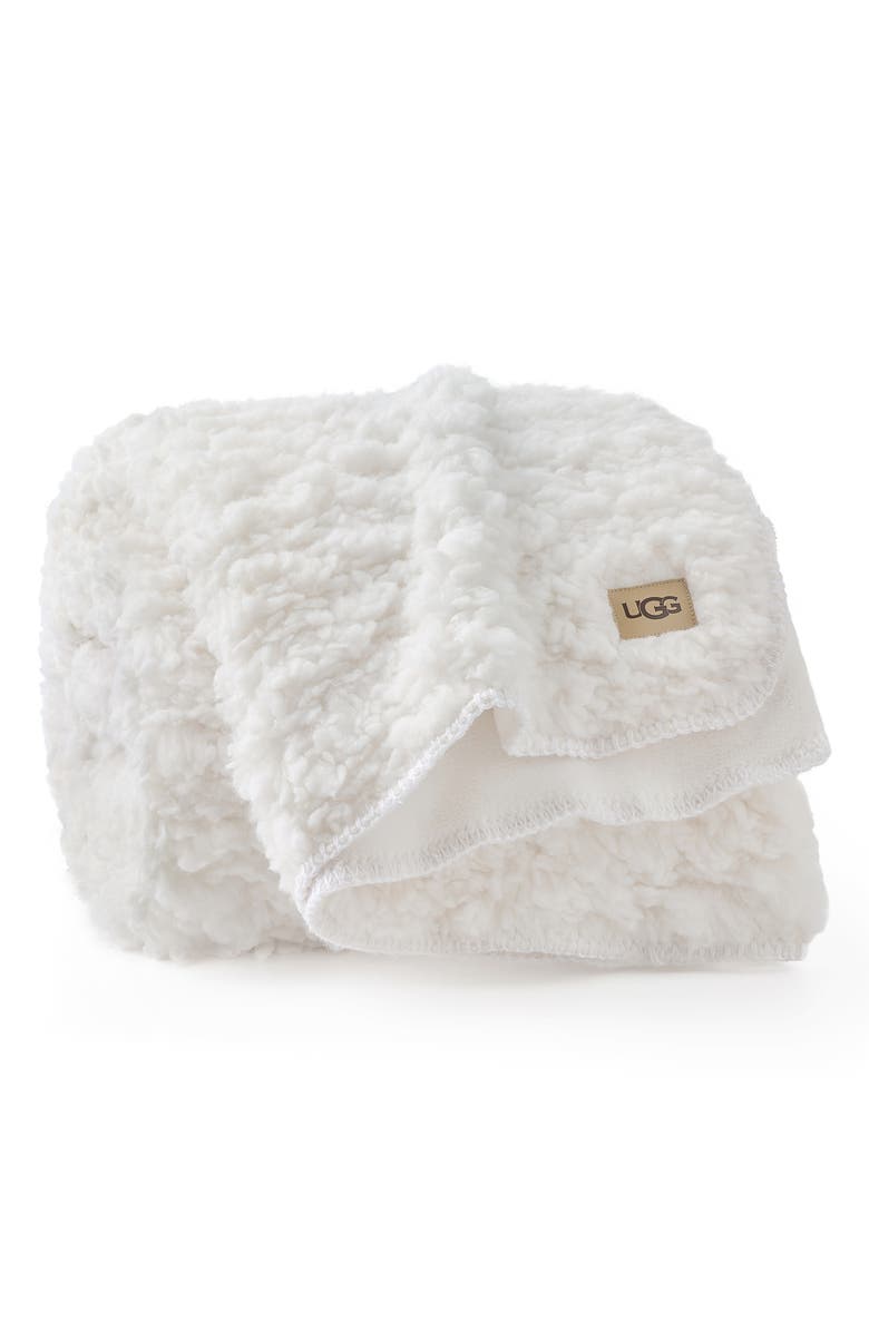 UGG<sup>®</sup> Shira Fleece Throw Blanket, Main, color, Snow