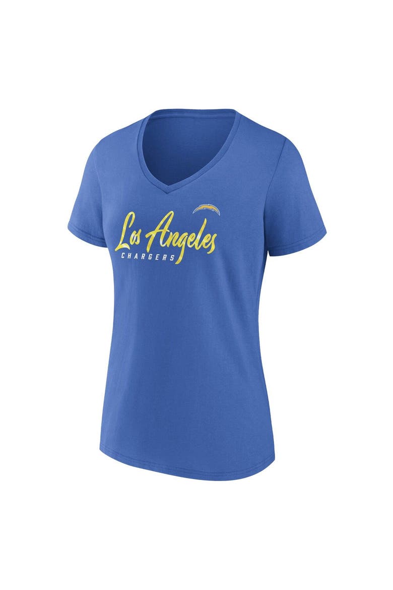 Women's Fanatics Branded Powder Blue Los Angeles Chargers Shine Time V-Neck T-Shirt, Alternate, color, Powder Blue