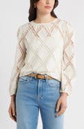 Caslon® Lattice Lace Sheer Cotton Top