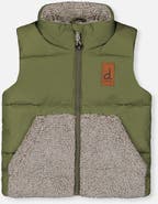 Deux par Deux Sleeveless Quilted Fleece Pocket Mid-Season Vest