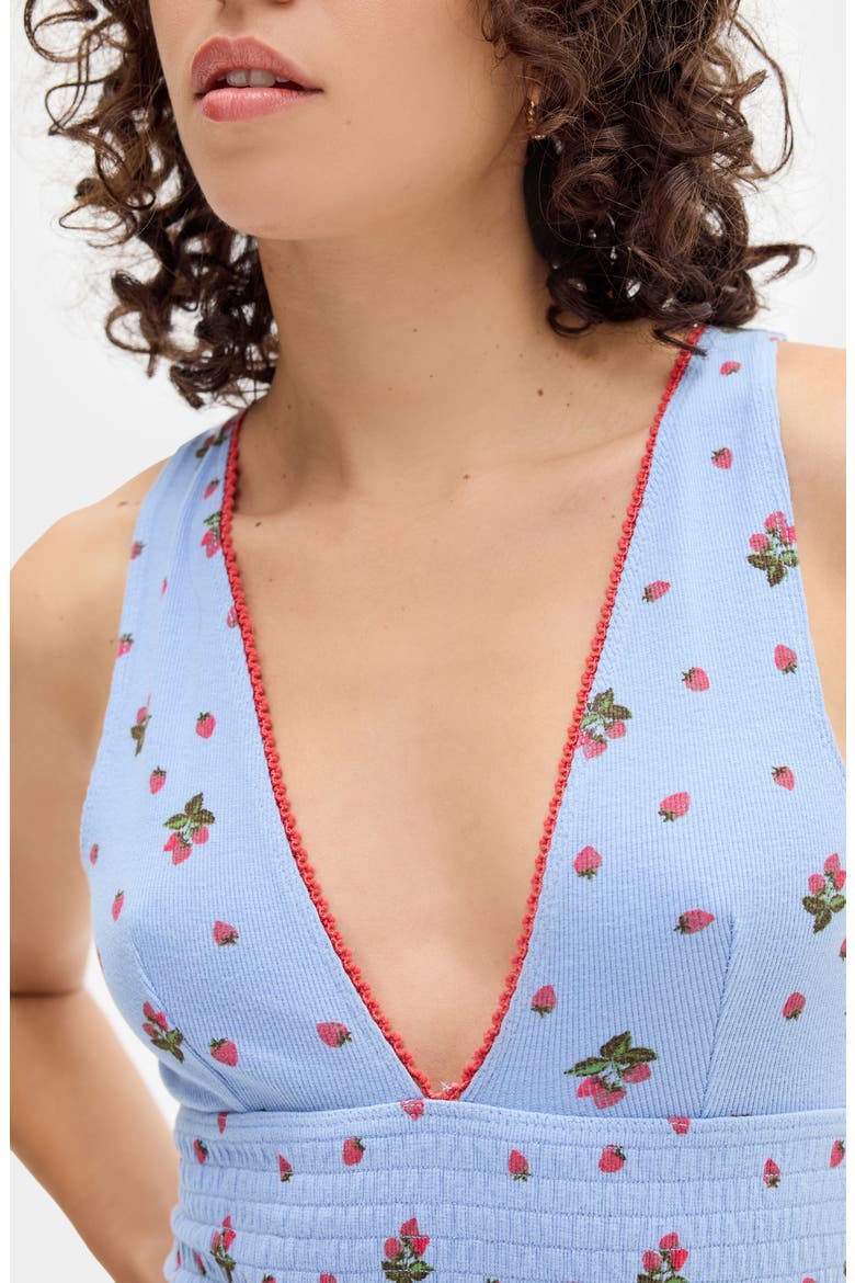 Verity Smocked Crop Tank, Alternate, color, BLUE/ STRAWBERRY PRINT
