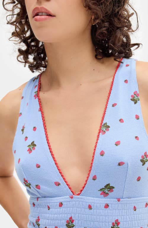 Bdg Urban Outfitters Verity Smocked Crop Tank In Blue