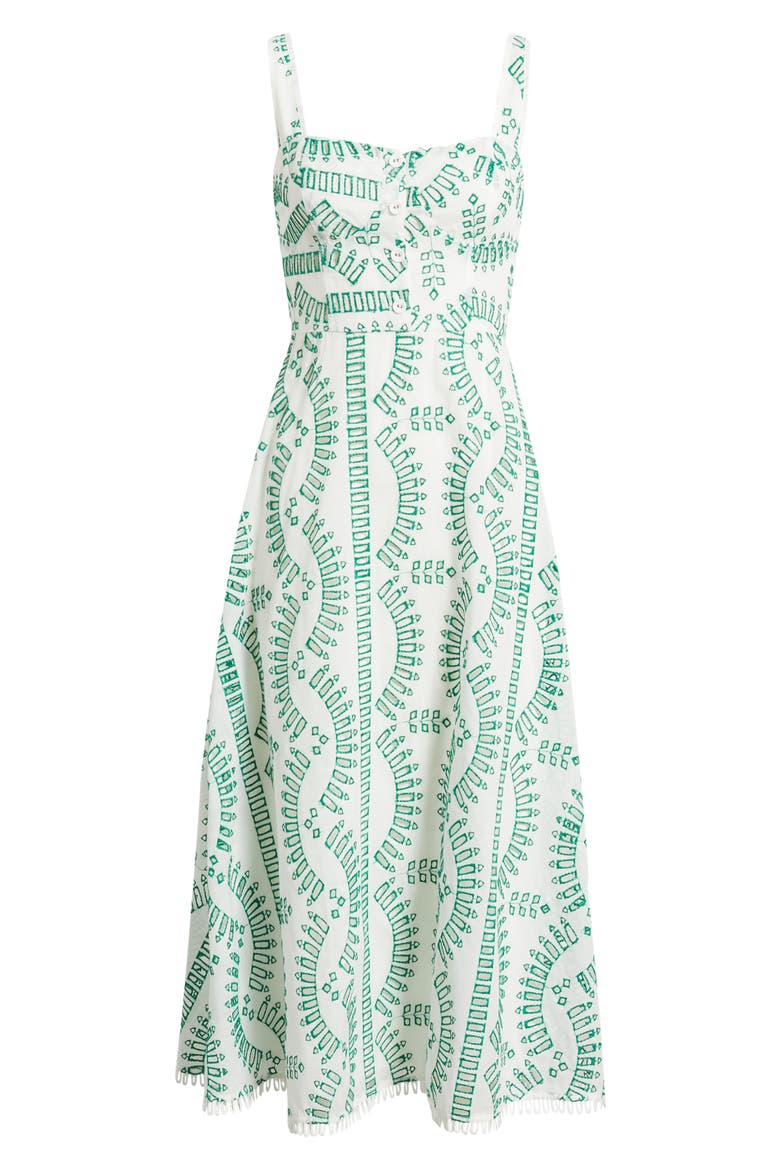 Embroidered Detail Midi Dress, Alternate, color, GREEN MULTI