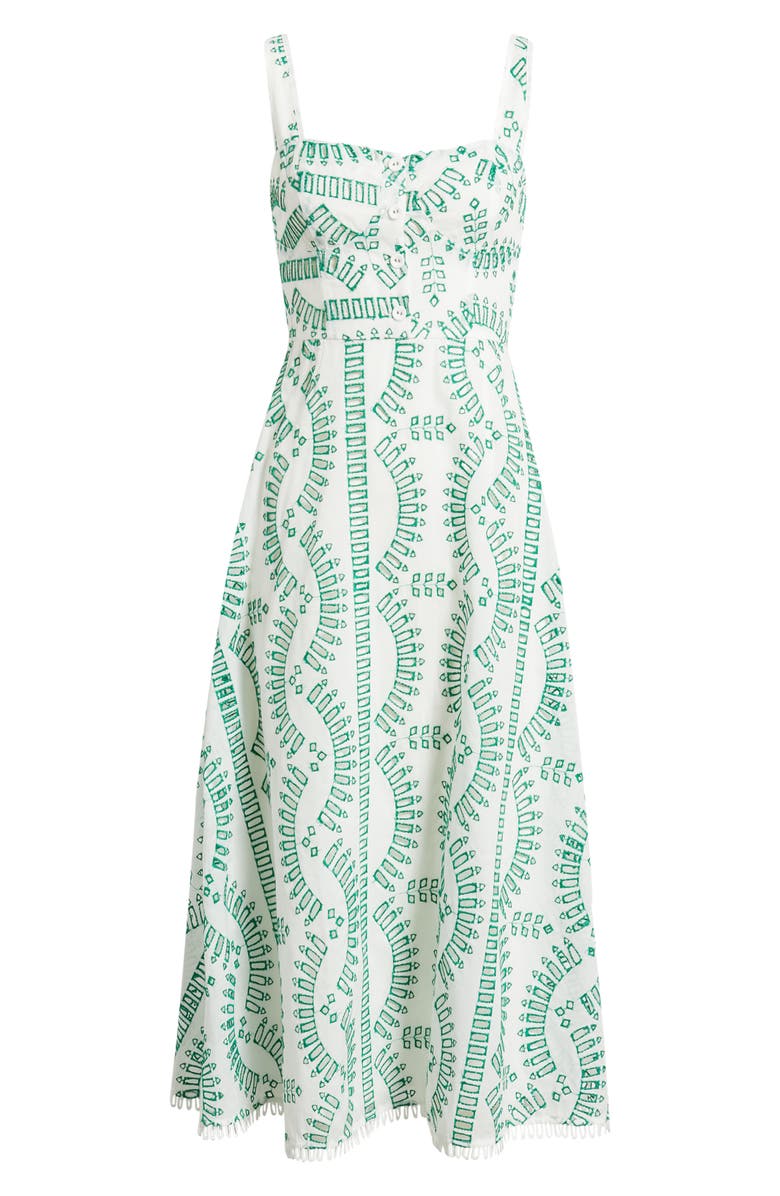MOON RIVER Embroidered Detail Midi Dress, Main, color, Green Multi