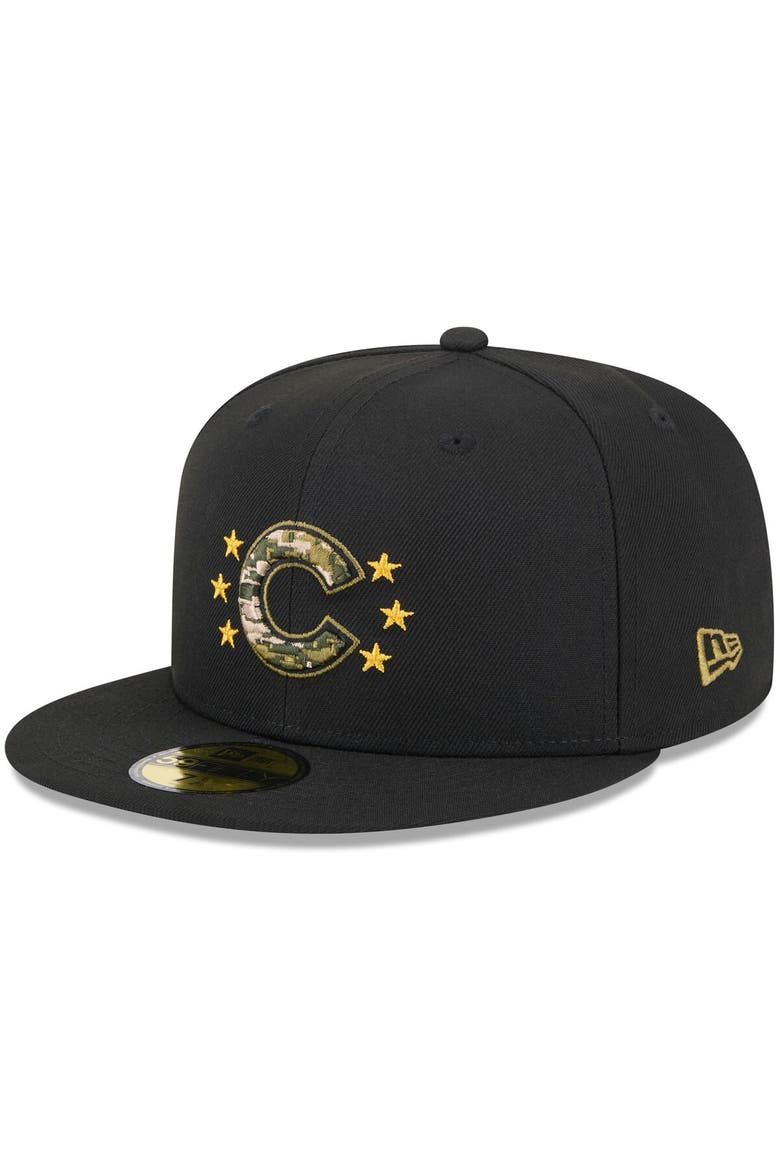 Men's New Era  Black Chicago Cubs 2024 Armed Forces Day On-Field 59FIFTY Fitted Hat, Alternate, color, Black