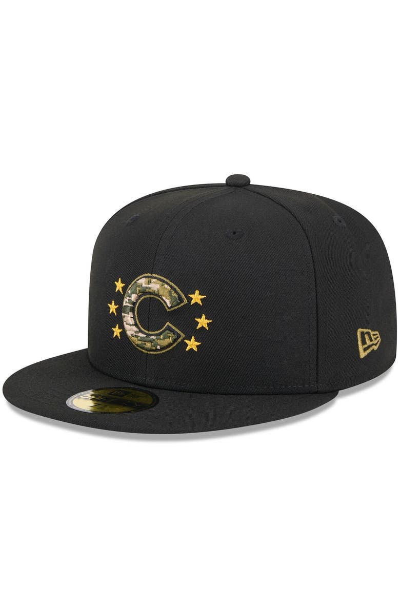 New Era Men's New Era  Black Chicago Cubs 2024 Armed Forces Day On-Field 59FIFTY Fitted Hat, Alternate, color, Black