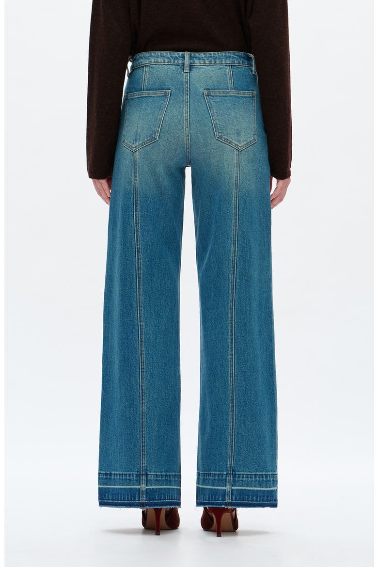 Jermy Seamed High Waist Raw Hem Wide Leg Jeans, Alternate, color, VINTAGE MEDIUM BLUE