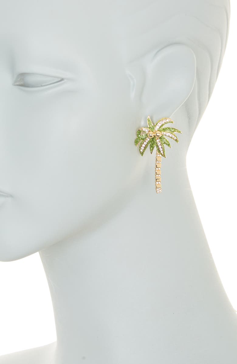BaubleBar Crystal Palm Tree Dangle Earrings, Alternate, color,