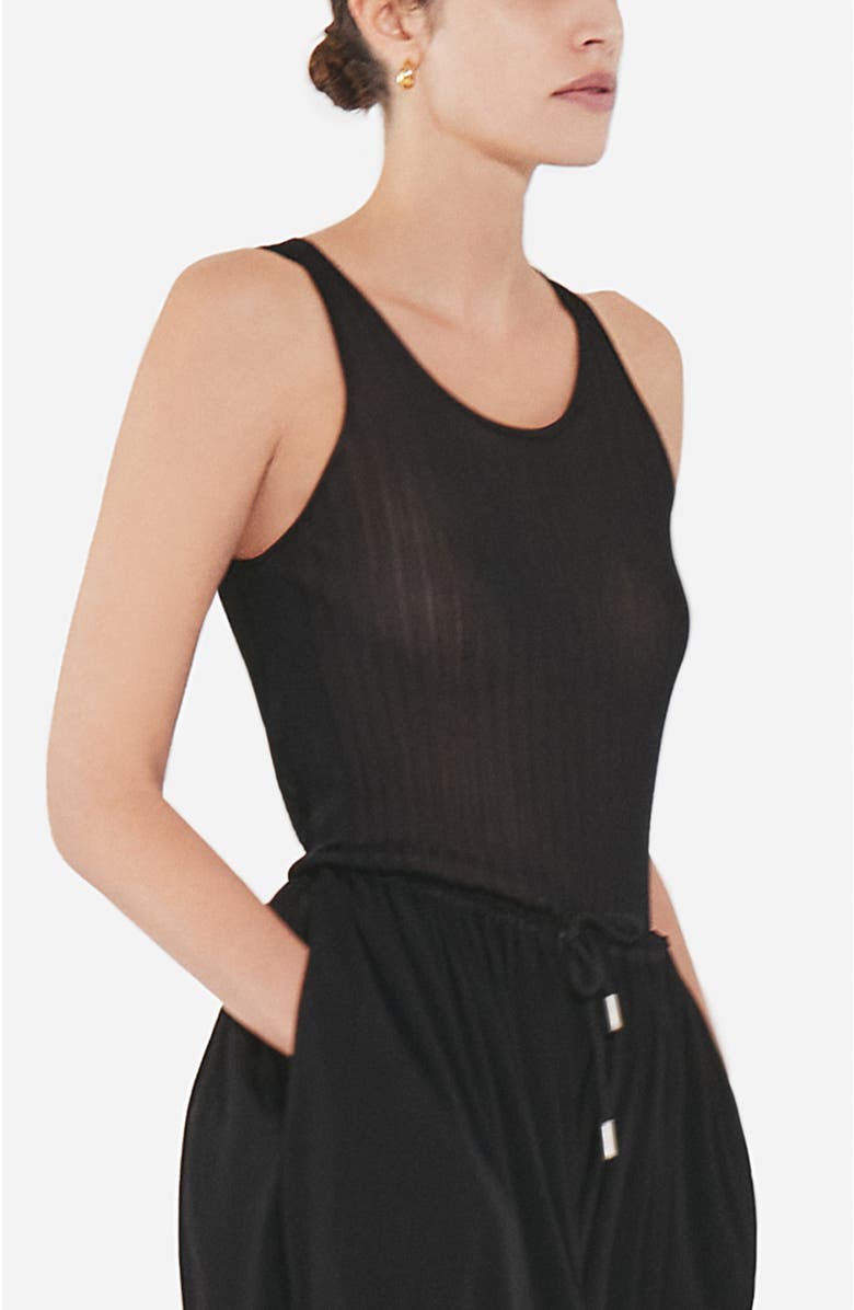 CO Sheer Rib Tank Top in Viscose, Alternate, color, Black