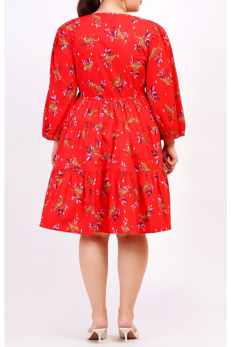 Zariah Empire Waist Mini Dress, Alternate, color, Red with floral pattern