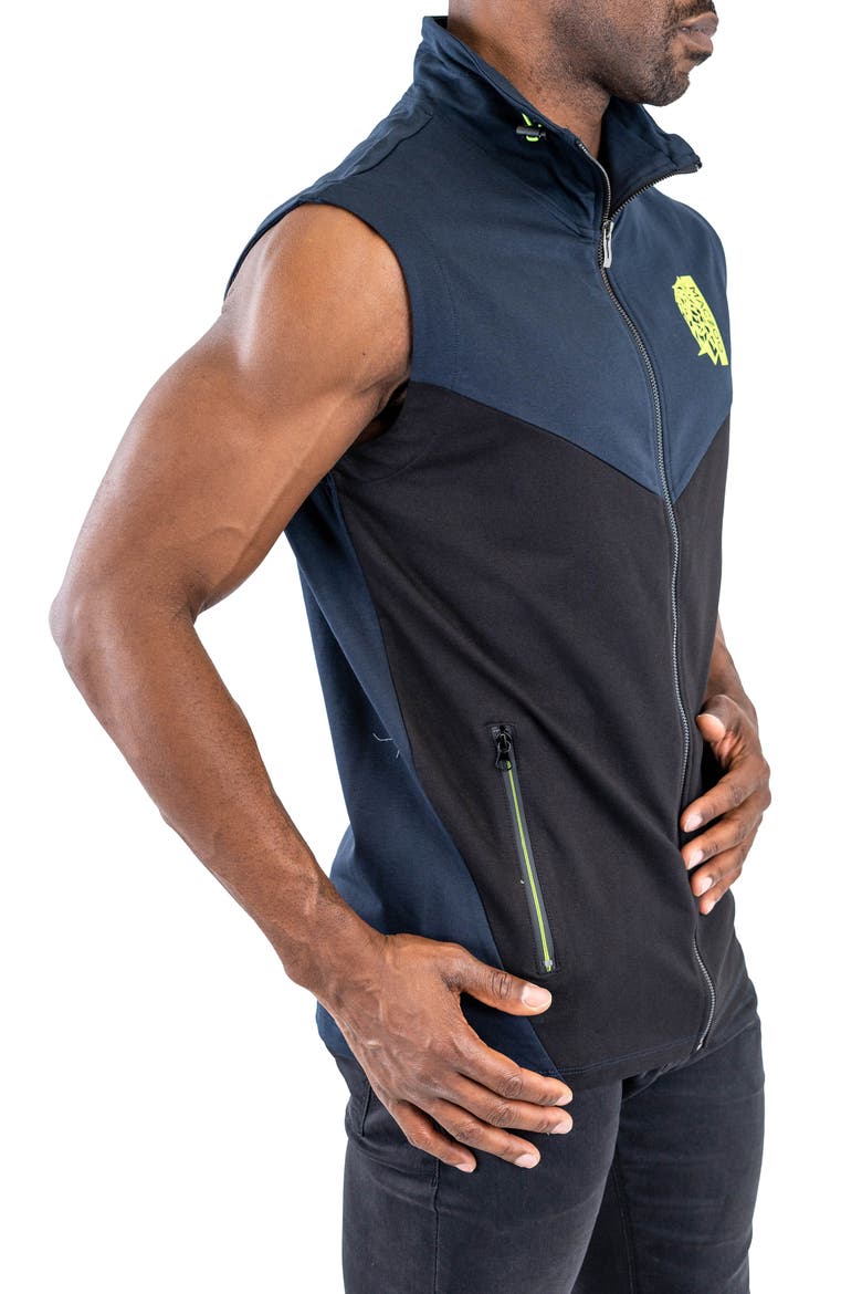 Fairway Colorblock Zip-Up Golf Vest, Alternate, color, BLACK