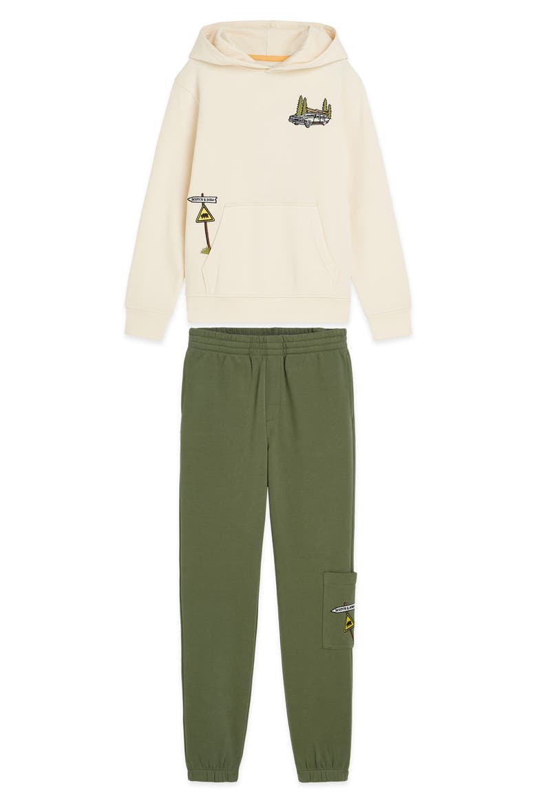 Kids' Embroidered Hoodie & Joggers Set, Main, color, EGGNOG